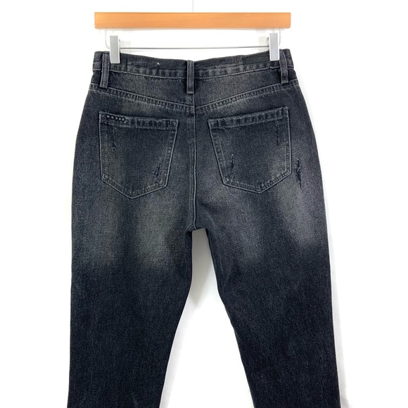 ♻️DONATED♻️ BLANKNYC Distressed Jeans The Rivington High Rise Tapered Black K21 - Picture 7 of 11